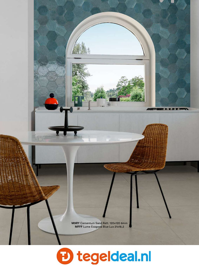 Marazzi Cementum SAND, 21x18,2 cm Nat., M9VQ, hexagon cementlook tegels Marazzi Cementum SAND, 21x18,2 cm Nat., M9VQ, hexagon cementlook tegels