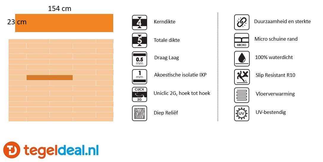 INFINITY XL OAK Plank, 23x154x0,6 cm, Rigid SPC Click Vloer     