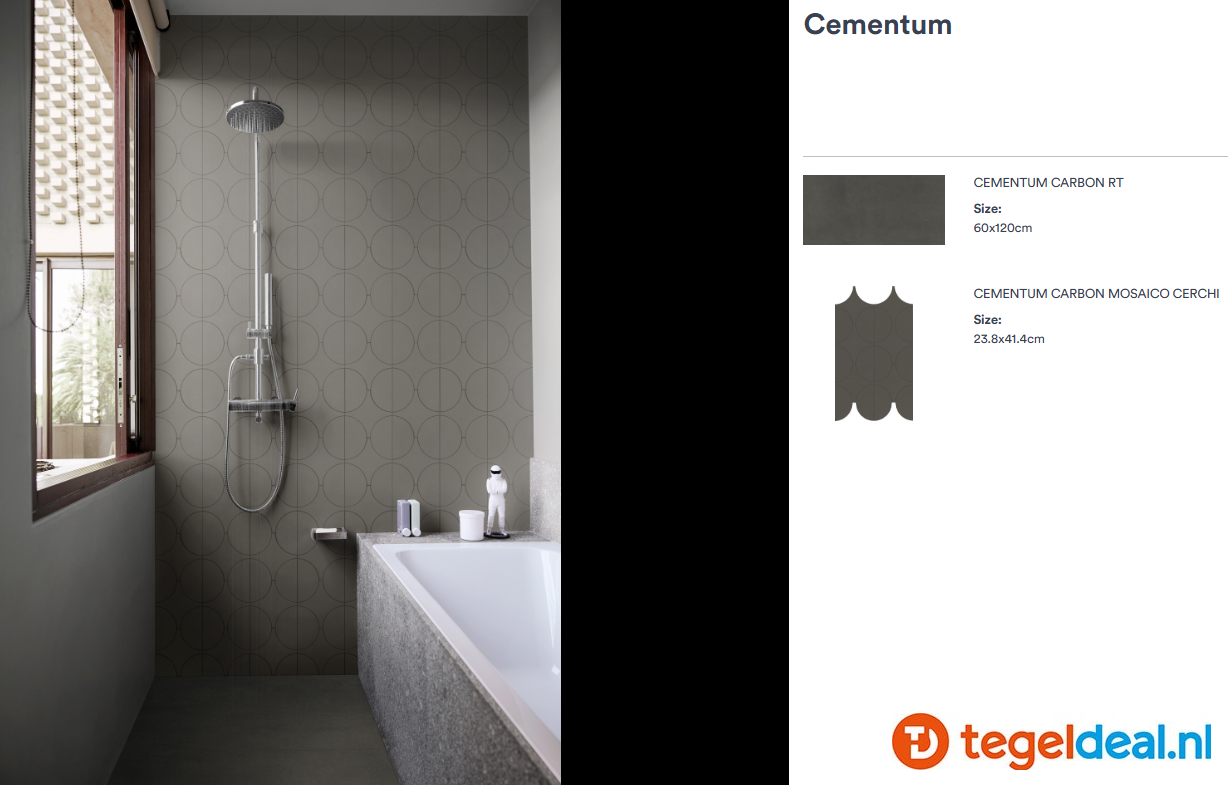 Marazzi Cementum CARBON, 60x120 cm Nat., M9SQ, cementlook tegels