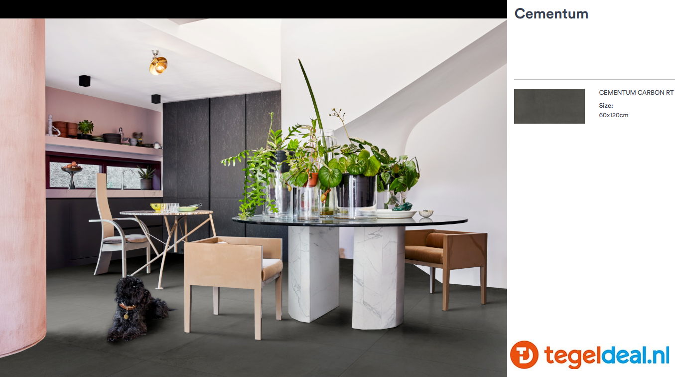 Marazzi Cementum CARBON, 60x120 cm Nat., M9SQ, cementlook tegels