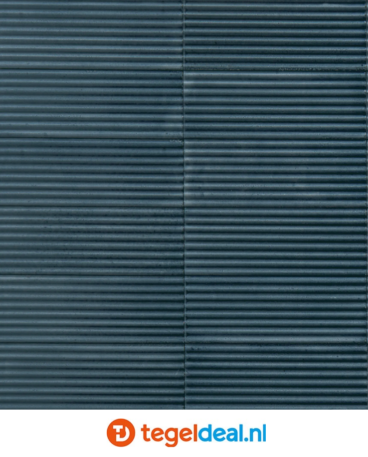 Marazzi Rice BLU, 7,5x20 cm Pleat 3D, M96L, reliëf handvorm wandtegels