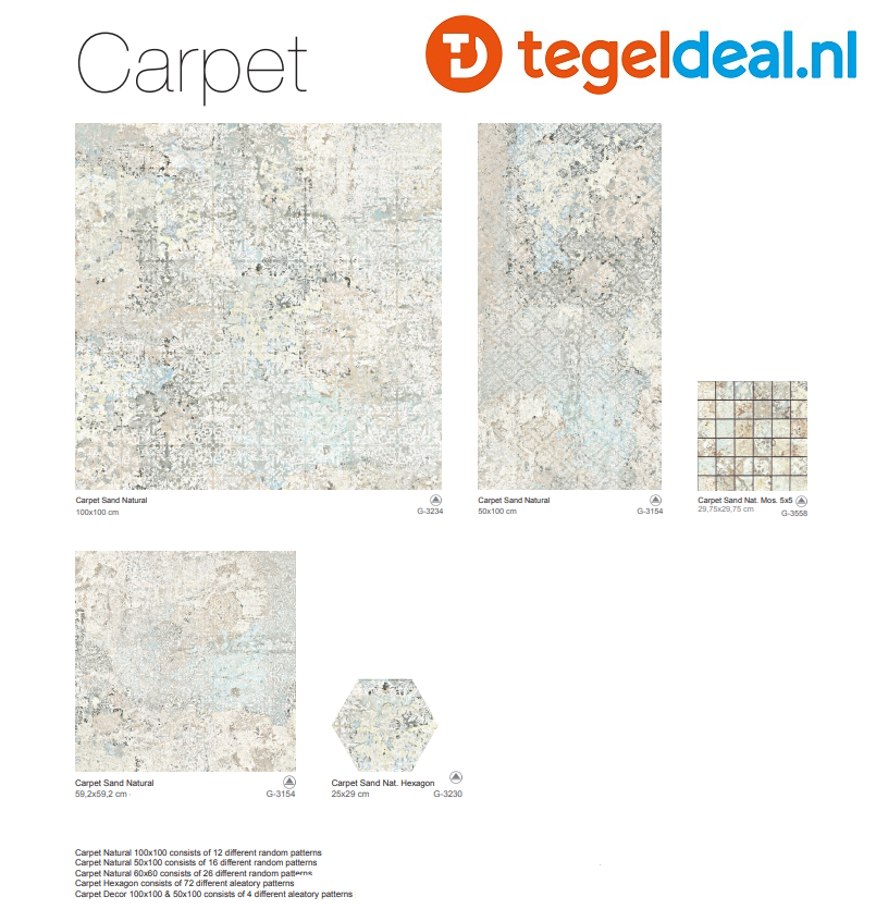 Aparici Carpet Sand Natural, 60x60 cm