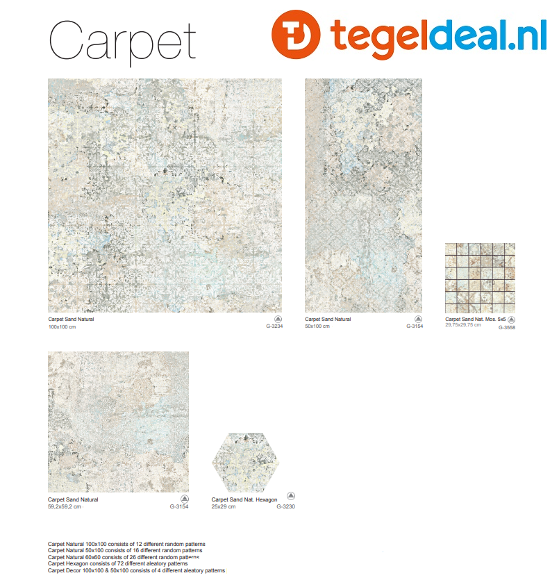 VLT Aparici Carpet Sand Natural, 60x60 cm