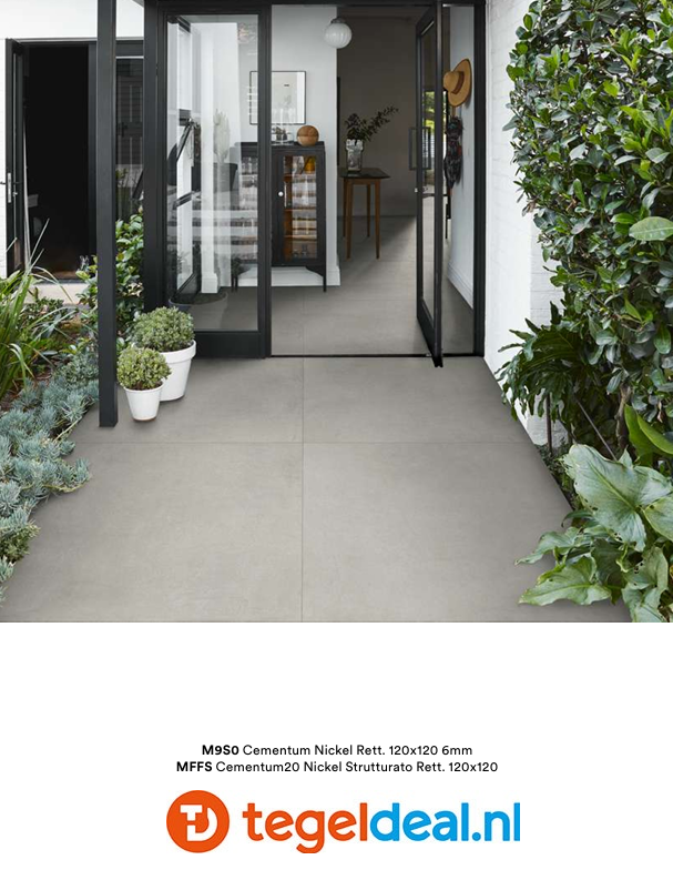 Marazzi Cementum NICKEL, 120x120x0,6 cm Strutt., MAX9, cementlook tegels Marazzi Cementum NICKEL, 120x120x0,6 cm Strutt., MAX9, cementlook tegels