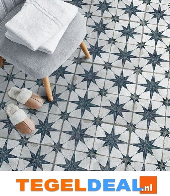 Peronda, Fs Star Blue, 45x45 cm, vintage patroontegels