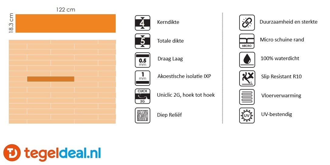 GAIA LIGHT GREY Plank, 18,3x122x0,5 cm, Rigid SPC Click Vloer  