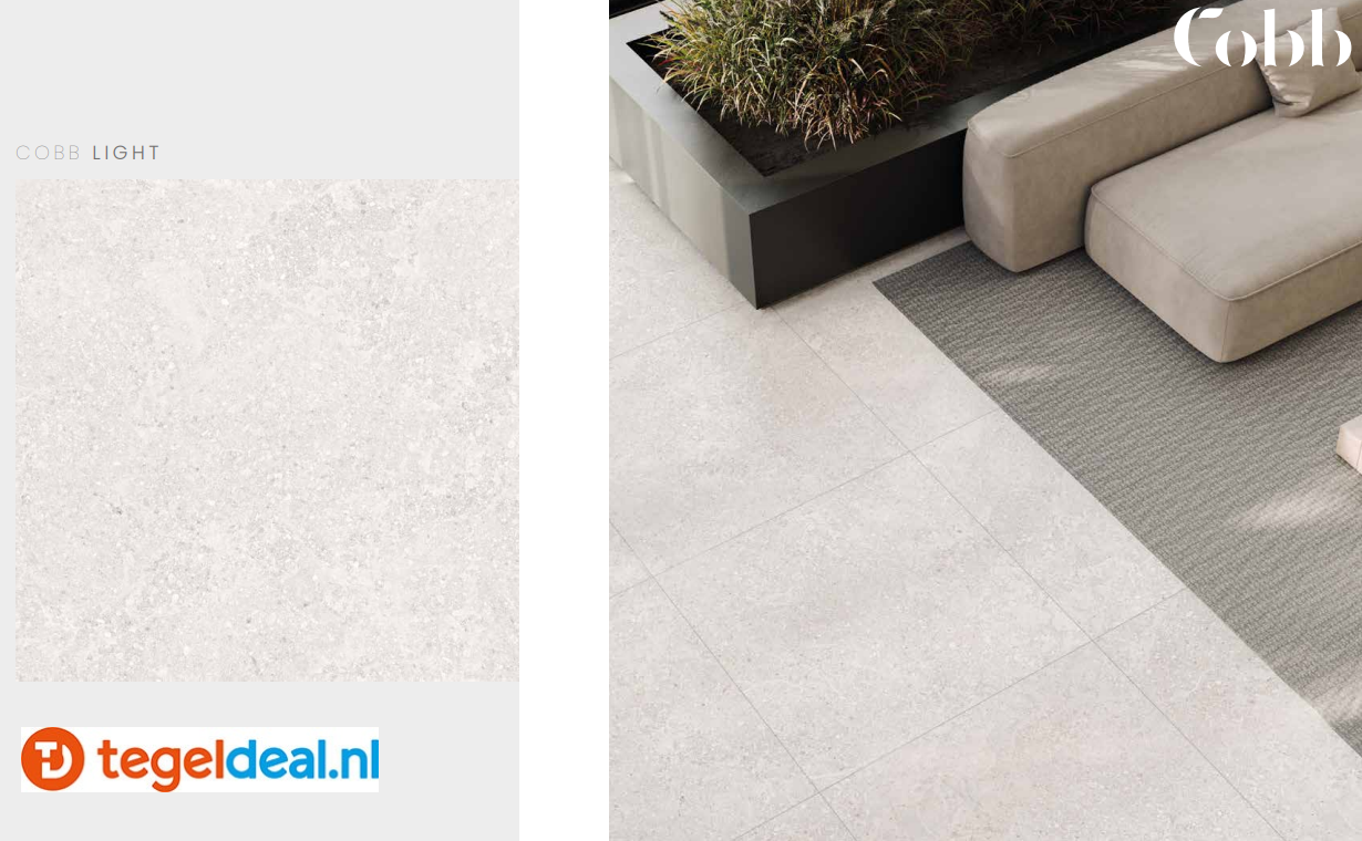 Supergres Cobb LIGHT, 60x60 cm ASST R10 RT, natuursteenlook tegels - €36,50 per m2 
