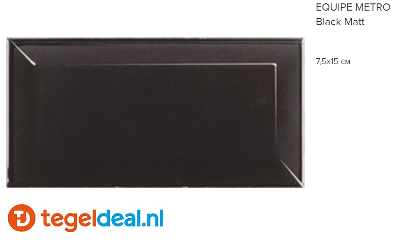 OPRUIMING : 2 m2 Equipe, Metrotegels, Black Matt, 7,5x15 cm, wandtegels - 2 m2 voor 25,00 euro 