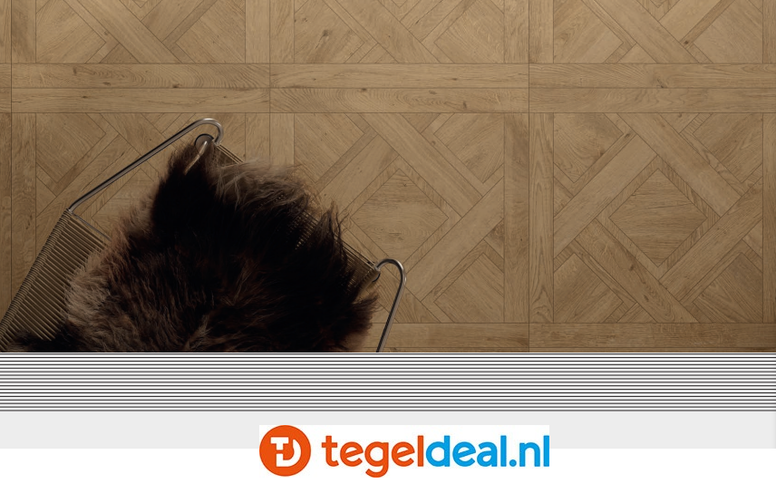 Ermes Aurelia, Bosco, Acero 80x80 cm Cassettonato, houtlook decor tegels