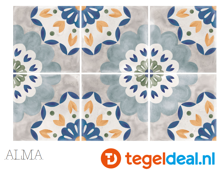 Nanda Tiles, Veranda, 15x15 cm, vintage patroontegels voor vloer en wand 