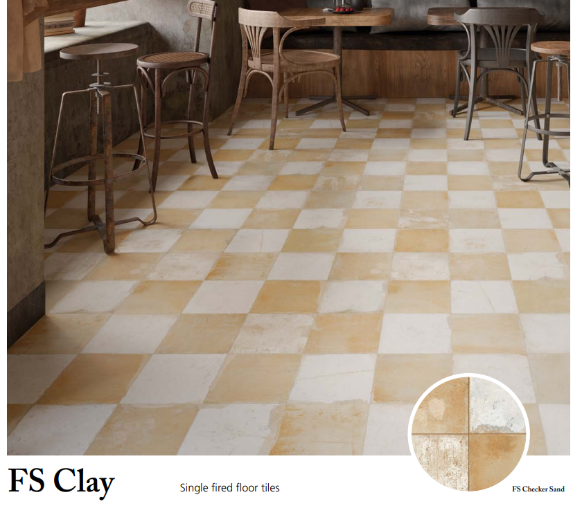 Peronda, Fs Clay: Blossom - Checker - Seal, 45x45 cm, 4 kleuren, patroontegels 