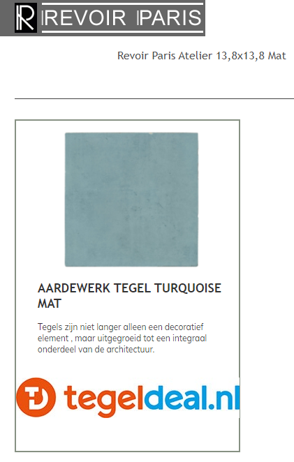 WDT / VLT Revoir Paris Atelier, Atelier Turquoise, 13,8x13,8 cm