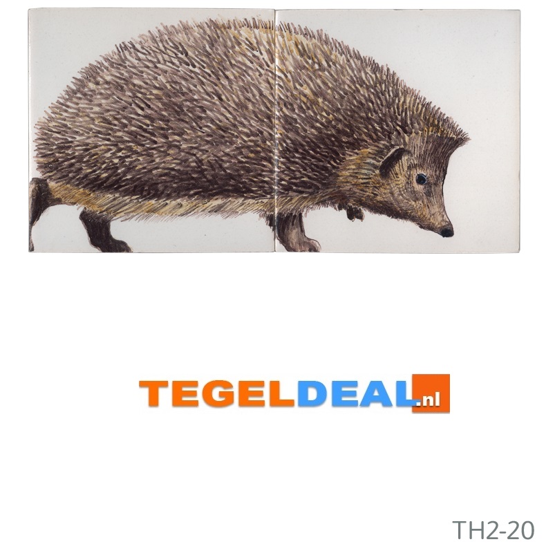 TH1-25b Egel jong, handbeschilderde tegel, 13x13 cm TH1-25b Egel jong, handbeschilderde tegel, 13x13 cm