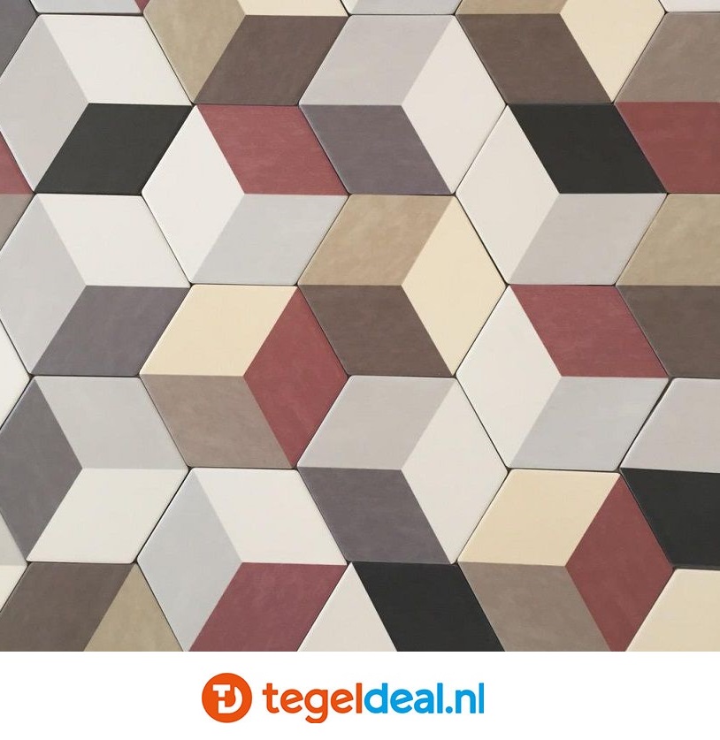 Tonalite, Examatt, 15x17 cm, hexagon vloer- en wandtegels Tonalite, Examatt, 15x17 cm, hexagon vloer- en wandtegels