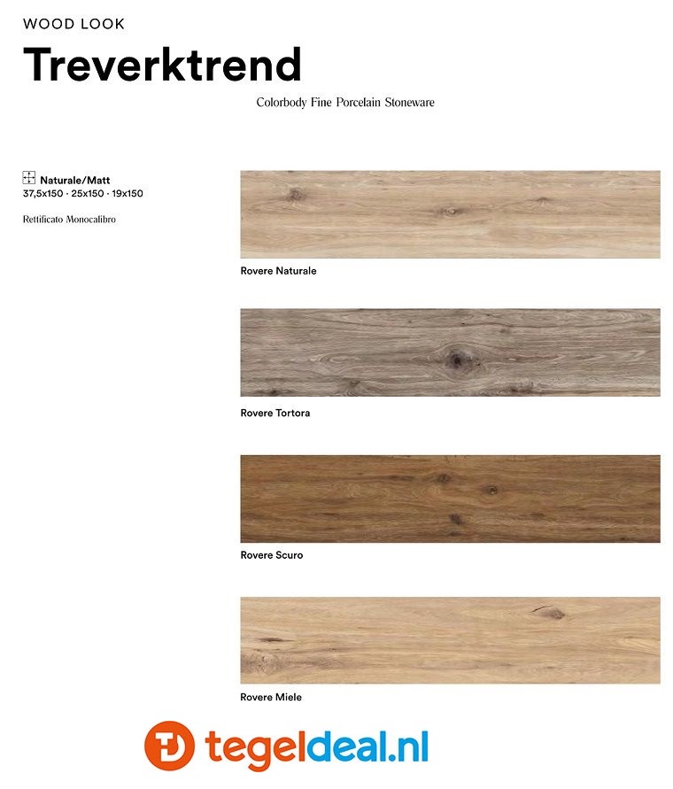 Marazzi Treverktrend, houtlook tegels - 4 kleuren - 3 formaten