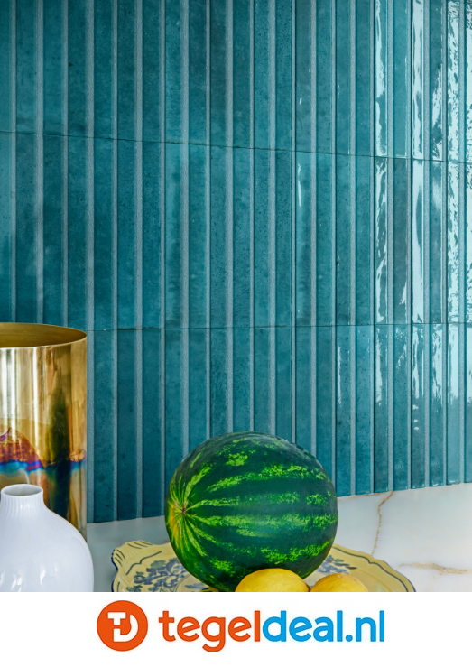 Marazzi Lume OCEAN, 6x24 cm Rake 3D MP9F, wandtegels met reliëf