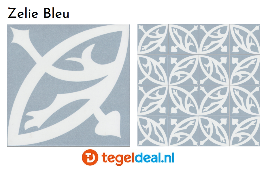 Revoir Paris, La Madeleine Zelie Bleu, 20x20 cm, patroontegels Revoir Paris, La Madeleine Zelie Bleu, 20x20 cm, patroontegels