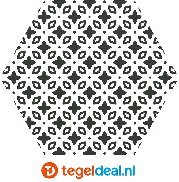 Codicer, Hex 25 Moma Mix White, 22x25 cm hexagon tegels