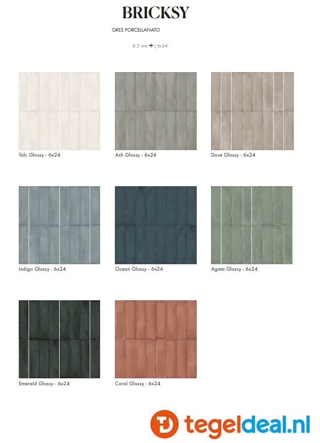 Supergres Bricksy, 6x24 cm, wandtegels 