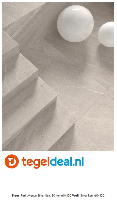 SIL Ceramiche, Park Avenue SILVER, 60x60 cm, natuursteenlook tegels