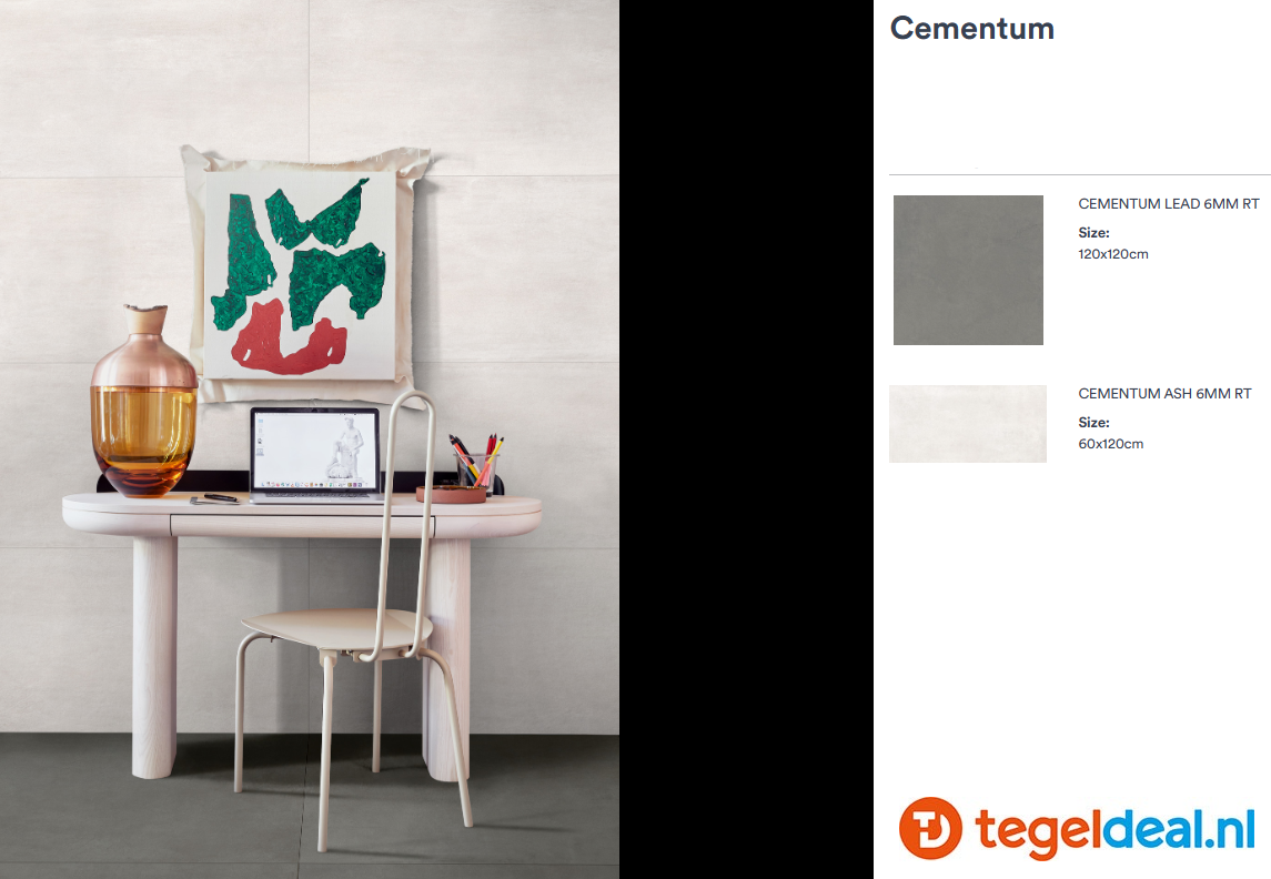 Marazzi Cementum ASH, 60x60 cm Nat., M9SU, cementlook tegels Marazzi Cementum ASH, 60x60 cm Nat., M9SU, cementlook tegels