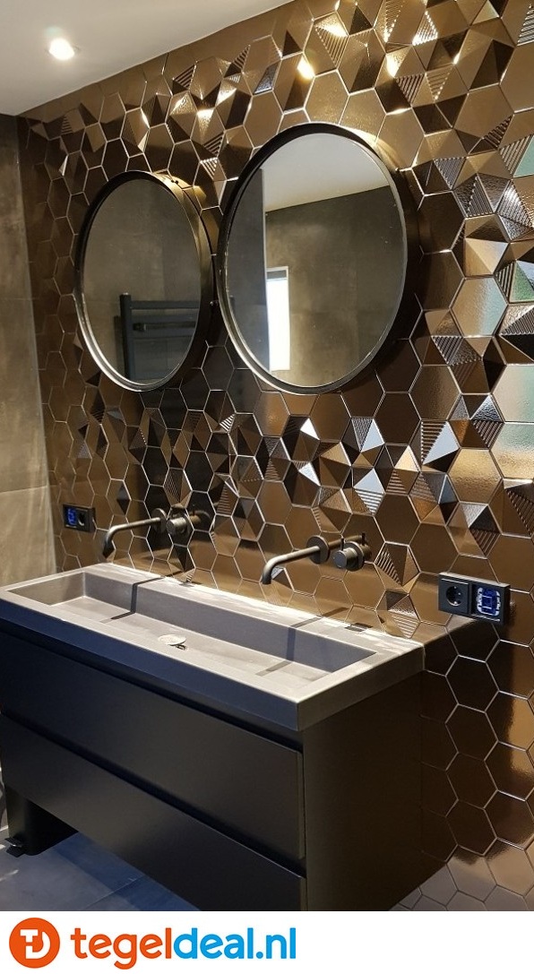 OPRUIMING :  0,36 m2 Equipe, Magical 3D, Umbrella, METALLIC, Hexagon 3D wandtegels, 23056 - 0,36 m2 voor 20,00 euro 