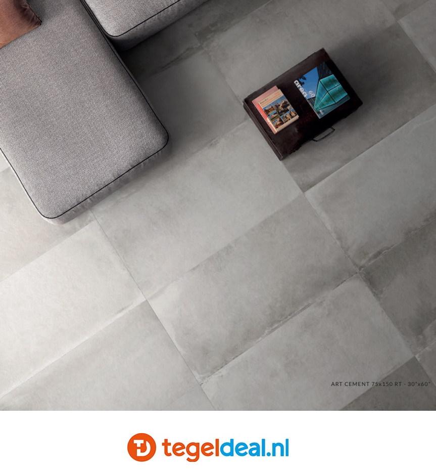 Supergres Art Cement, 75x150 cm, R5EØ, betonlook tegels