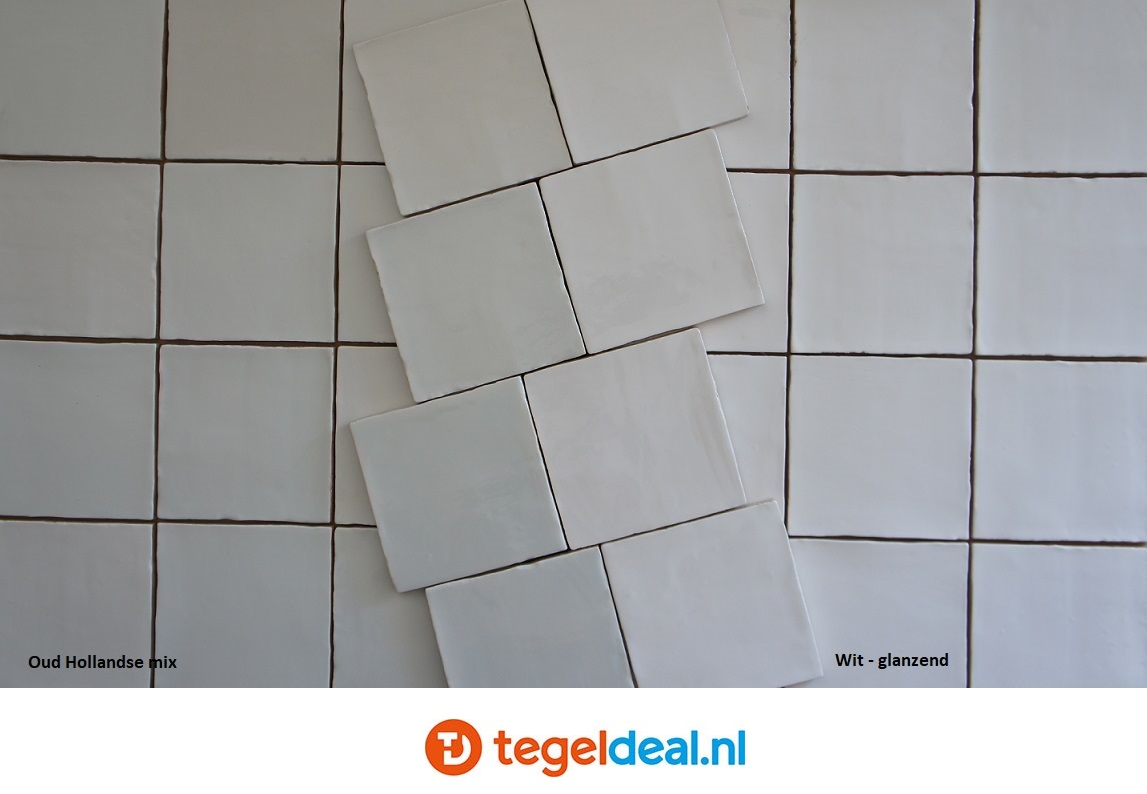 Handvorm wandtegels OUD HOLLANDSE MIX  glans, 13x13 cm - OP VOORRAAD 