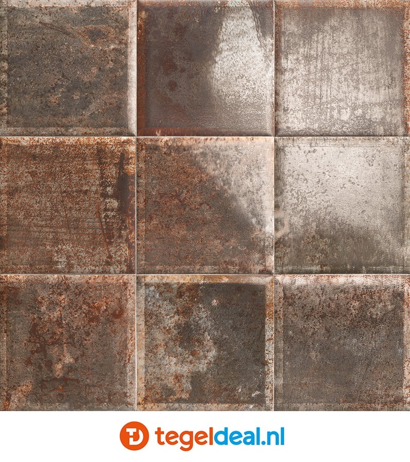 Mainzu, Tin Tile en Rusty,  20x20 cm, reliëf wandtegels 