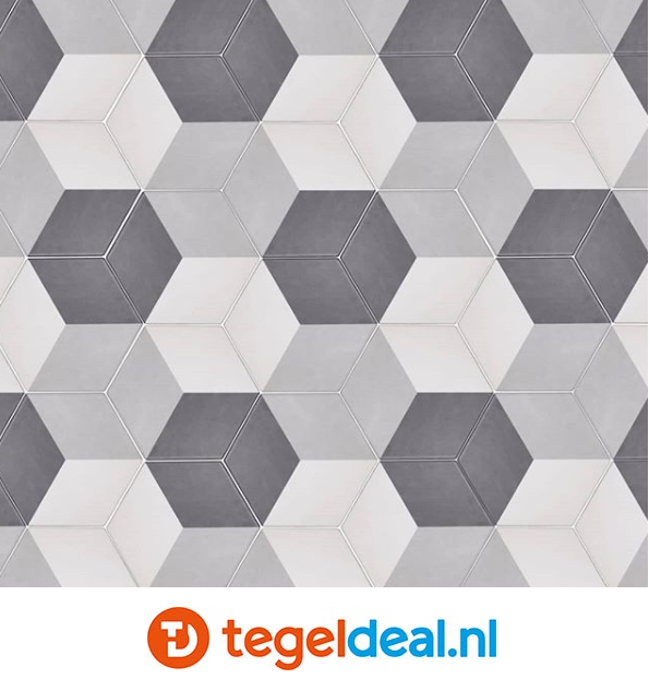 Tonalite, Examatt, 15x17 cm, hexagon vloer- en wandtegels Tonalite, Examatt, 15x17 cm, hexagon vloer- en wandtegels