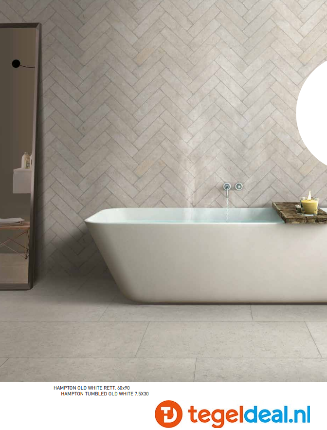 TRT SIL Ceramiche, Hampton OLD WHITE, 60x90x2 cm, terrastegels