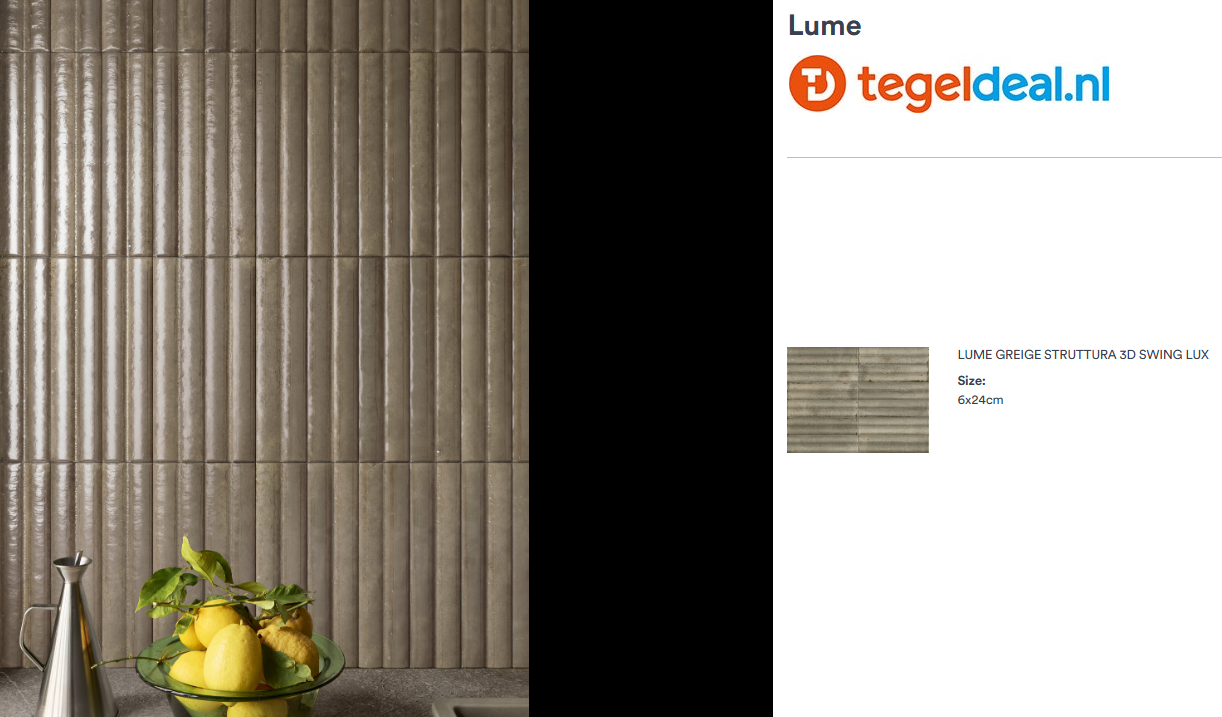 Marazzi Lume GREIGE, 6x24 cm Swing 3D MP93, wandtegels met reliëf