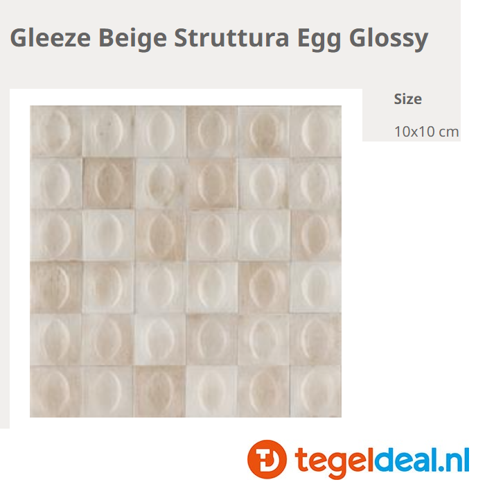 Ragno Gleeze BEIGE struttura EGG 3D, 10x10 cm, R8GT, reliëf wandtegels 