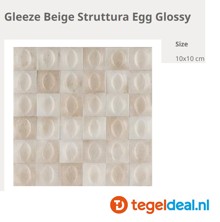 WDT Ragno Gleeze BEIGE struttura EGG 3D, 10x10 cm, R8GT