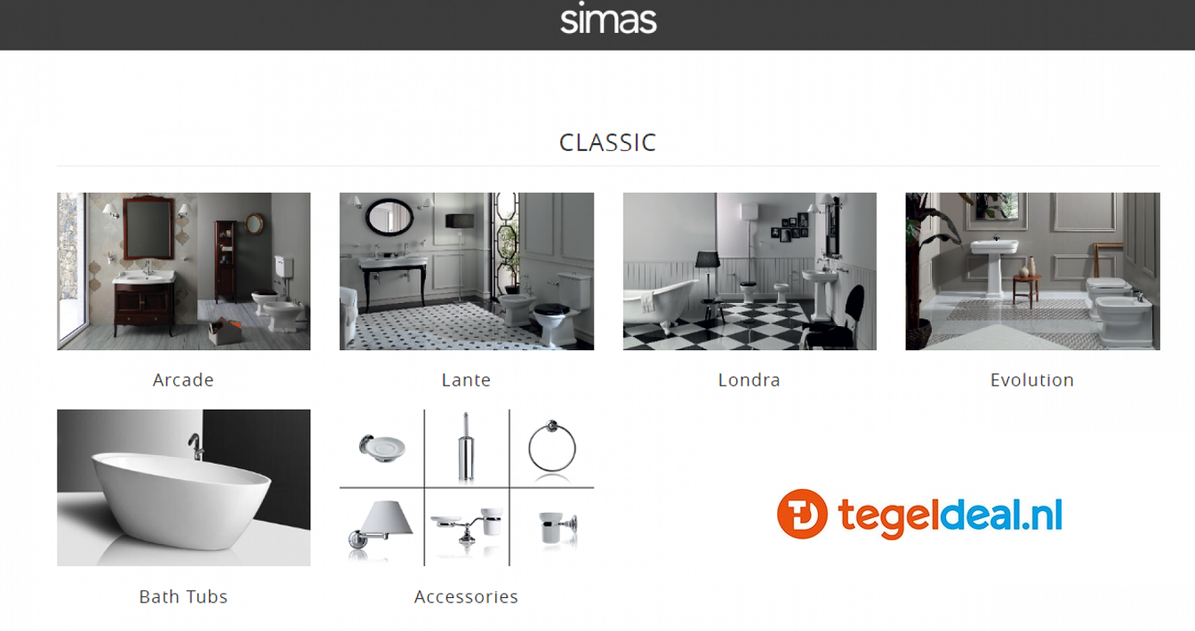 Simas, Arcade; klassiek Engels sanitair / Old England Simas, Arcade; klassiek Engels sanitair / Old England