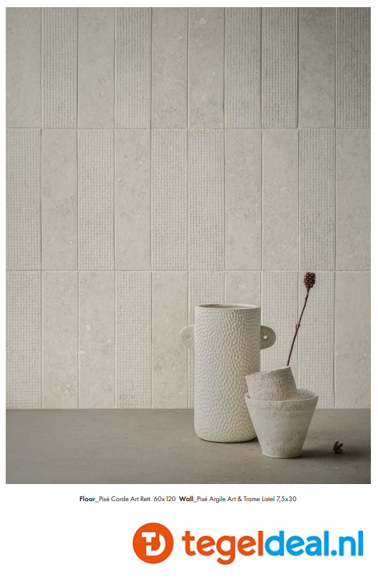 SIL Ceramiche, Pisé ARGILE TRAME, 7,5x30 cm listel, natuursteenlook tegels met reliëf - €55,00/m2 / Palletdeal op aanvraag