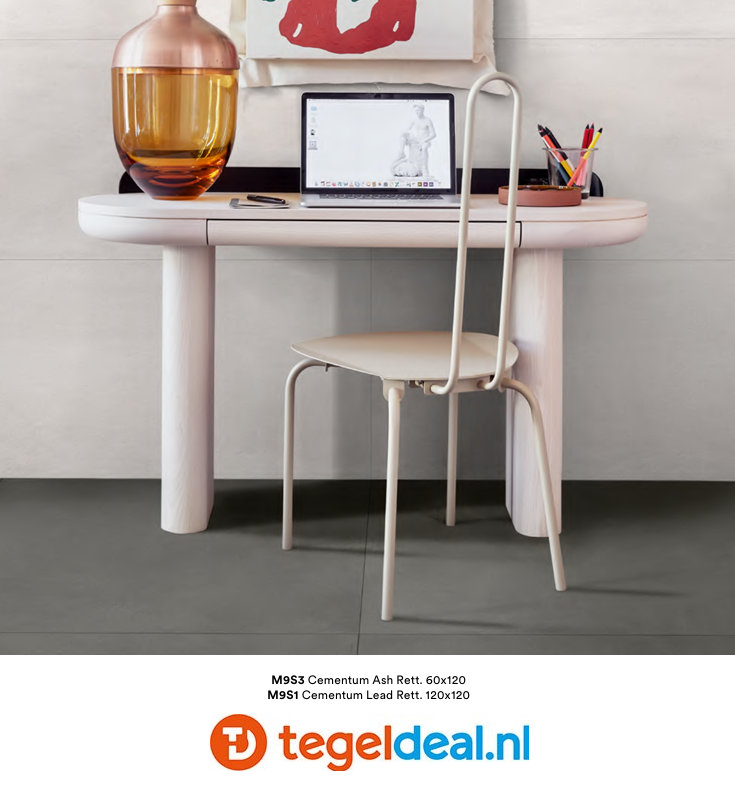 Marazzi Cementum LEAD, 60x60 cm Nat., M9SX, cementlook tegels 