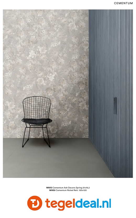 Marazzi Cementum ASH, 60x60 cm Nat., M9SU, cementlook tegels Marazzi Cementum ASH, 60x60 cm Nat., M9SU, cementlook tegels