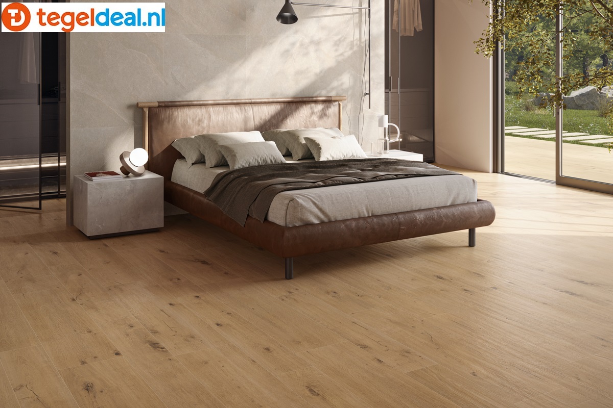 Ermes Aurelia, Bosco, Acero 80x80 cm Cassettonato, houtlook decor tegels