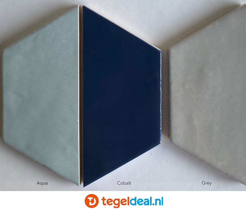 WOW Design, Zellige Hexa AQUA, 10,8x12,4 cm, hexagon wandtegels 