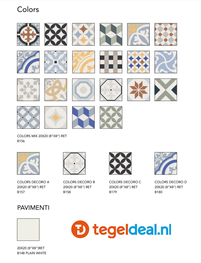 Edimax Astor, Twenty, patroontegels Edimax Astor, Twenty, patroontegels