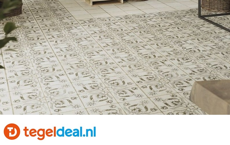 Peronda, Fs Ivy Black, 45x45 cm, vintage patroontegels