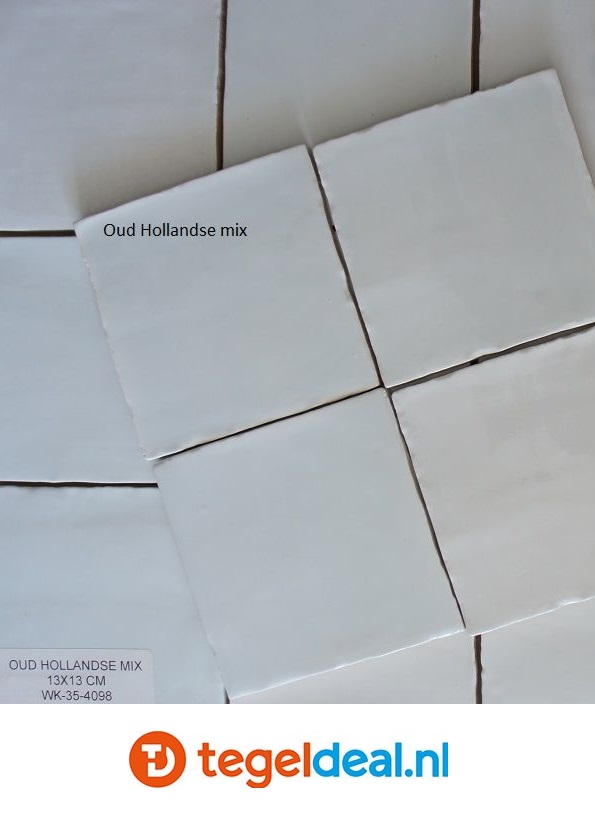 Handvorm wandtegels OUD HOLLANDSE MIX  glans, 13x13 cm - OP VOORRAAD 