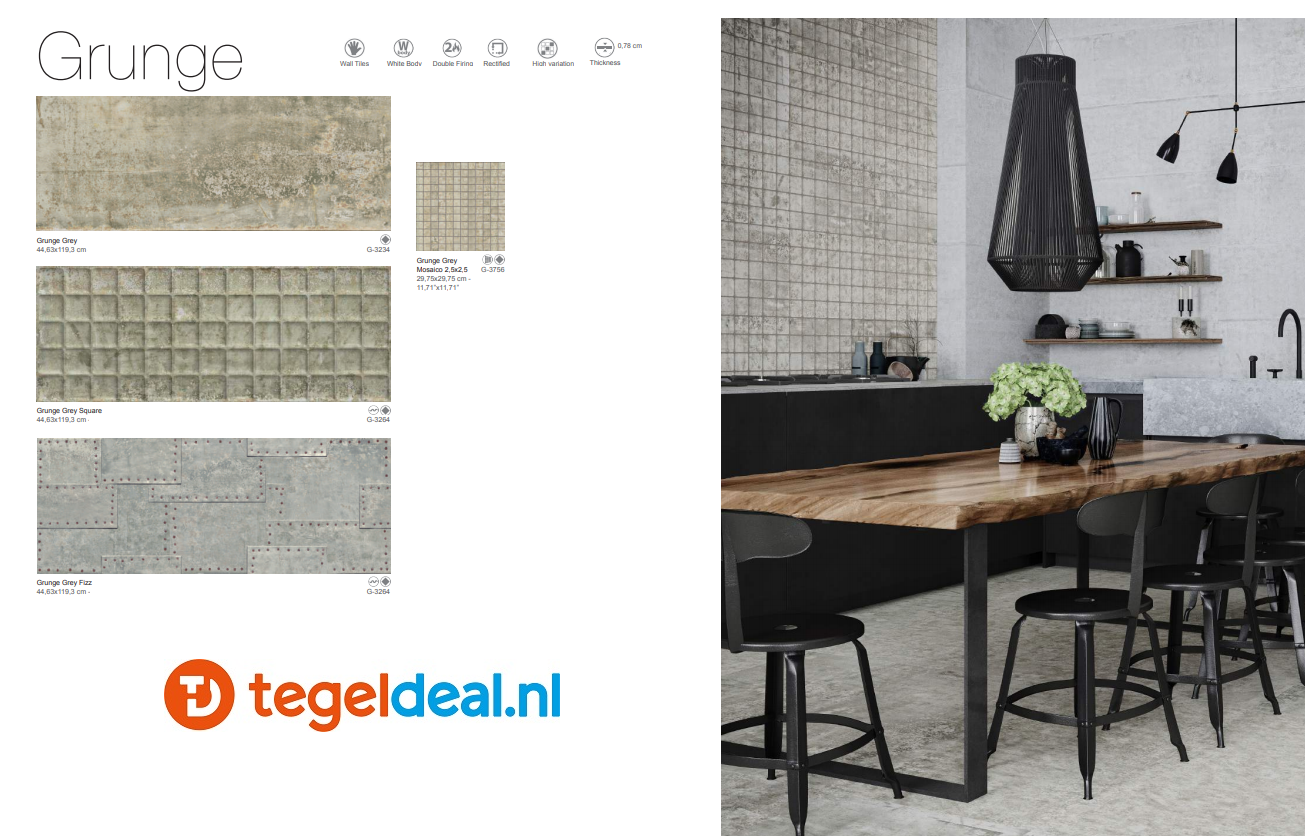 Aparici, Grunge Grey G-3234, 45x120 cm, wandtegels