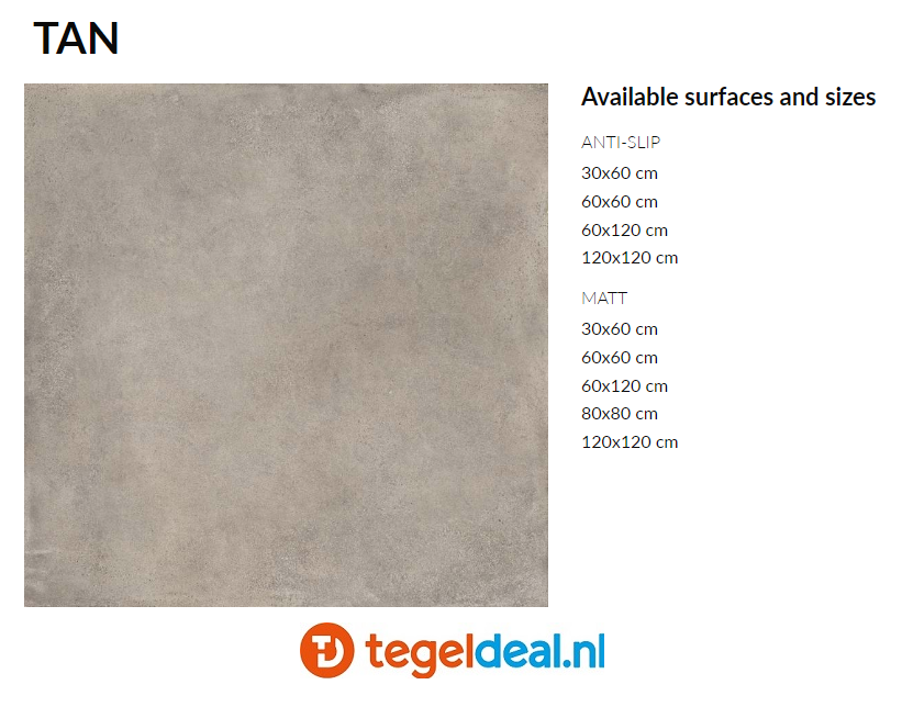 TRT Supergres Your Match TAN, 80x80x2 cm, MTNT cementlook terrastegels