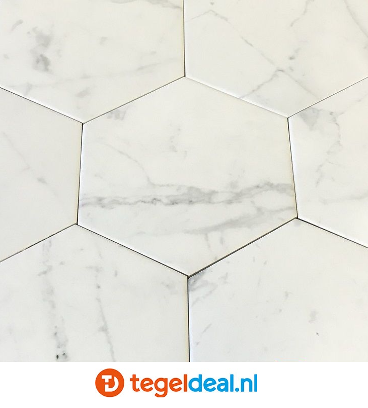 ACTIE - Equipe, Hexagon Carrara Matt, 17,5x20 cm - OP VOORRAAD - OP=OP