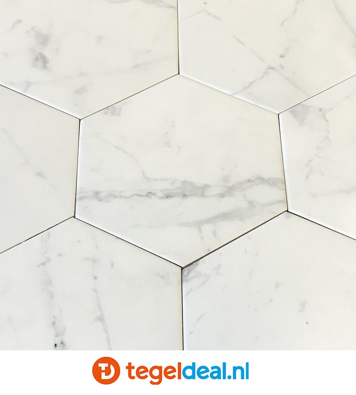 ACTIE Equipe, Hexagon Carrara Matt, 17,5x20 cm, OP VOORRAAD - OP=OP