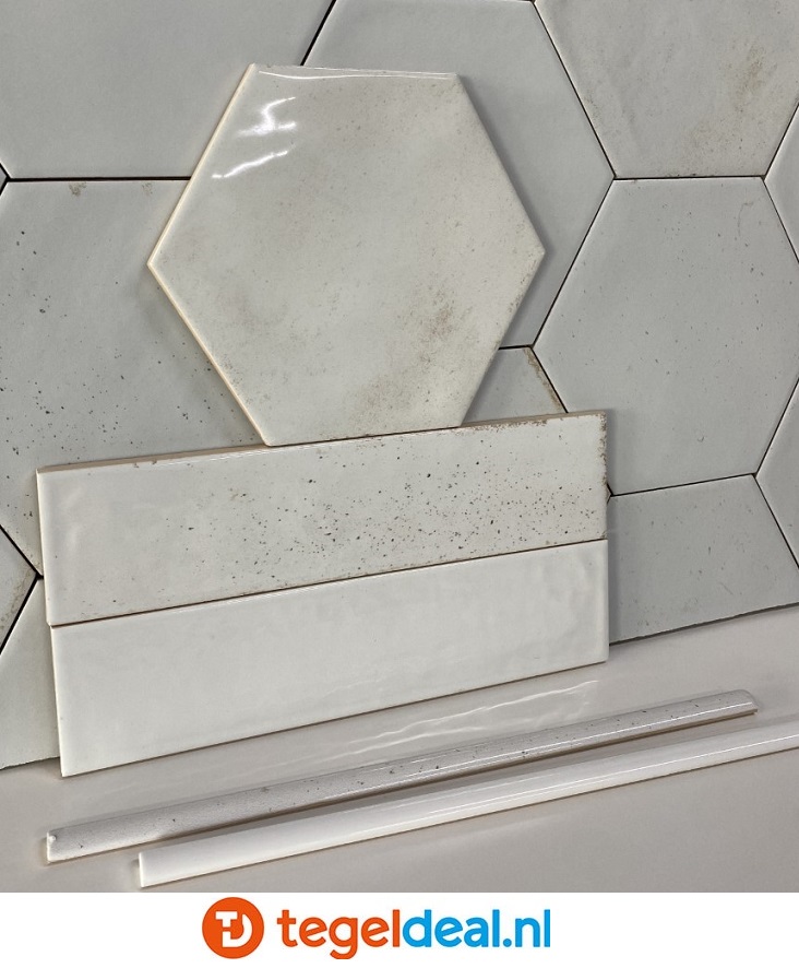 Ribesalbes Hope WHITE, 6x25 cm handvorm wandtegels - OP VOORRAAD Ribesalbes Hope WHITE, 6x25 cm handvorm wandtegels - OP VOORRAAD