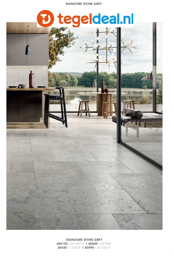 DOM Signature Stone GREY, 60x60 cm, natuursteenlook tegels