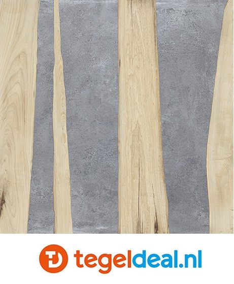 SIL Ceramiche, Industrial FUSION GUNSMOKE, 120x120 cm, beton- houtlook tegels